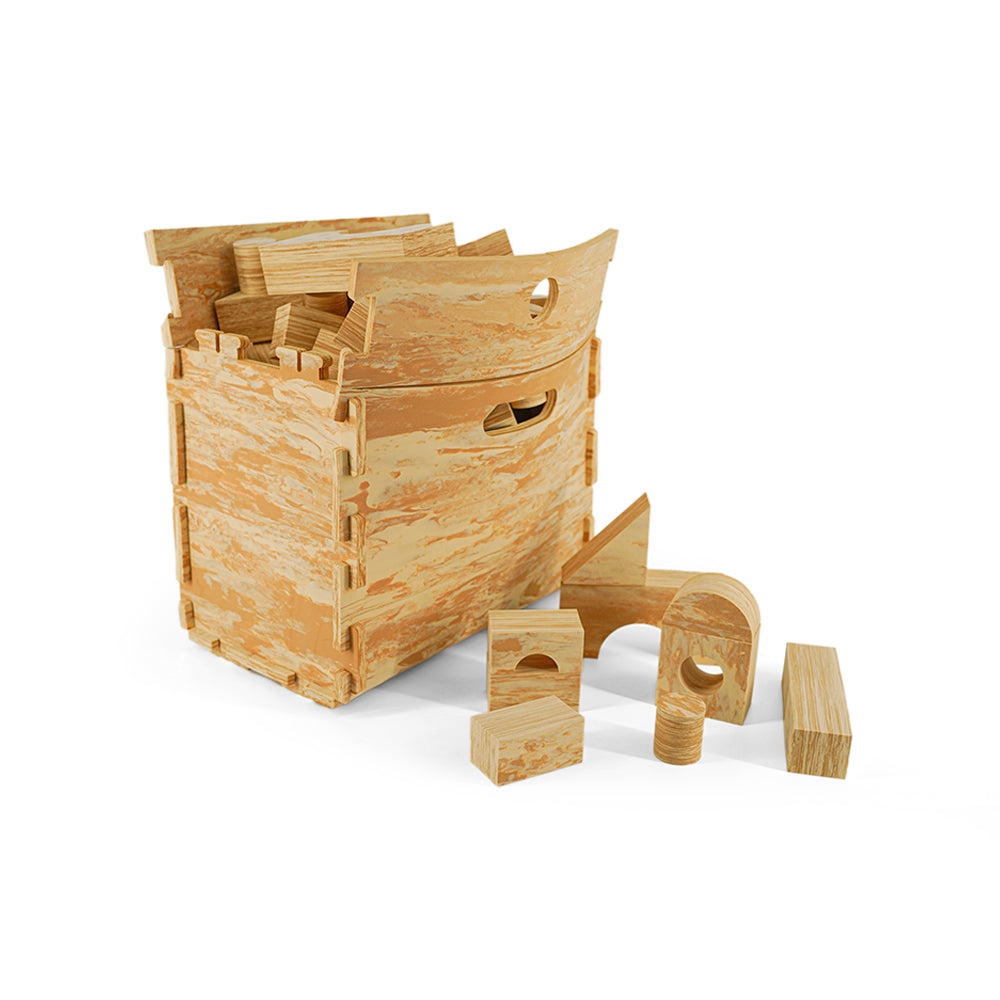 軟積木-木紋款68pcs(贈收納箱)